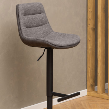 Antriade - Lot de 2 tabourets de bar réglables en tissu et métal H65-86cm