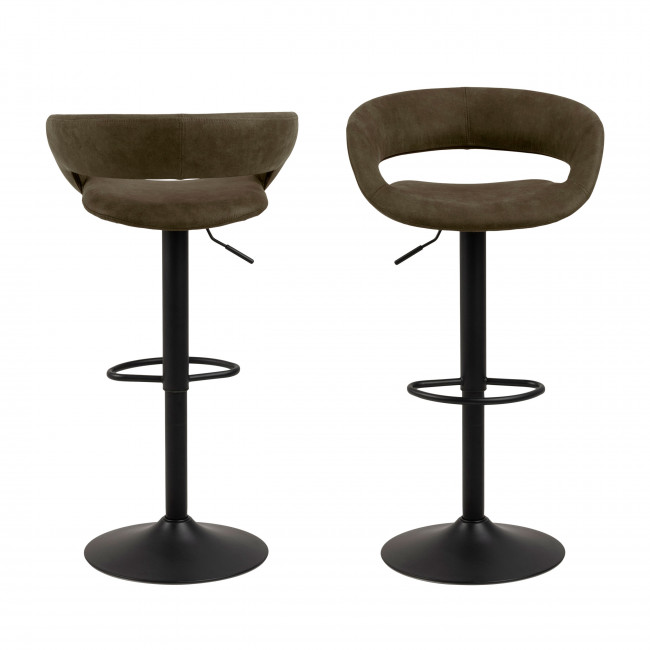 Cabezon - Lot de 2 tabourets de bar en tissu et métal H59cm