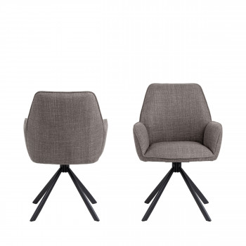 Barbacou - Lot de 2 fauteuils de table en tissu et métal