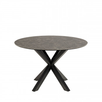 Eurame - Table à manger ronde 4 places en céramique et métal ø119cm