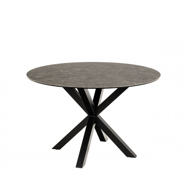 Eurame - Table à manger ronde 4 places en céramique et métal ø119cm