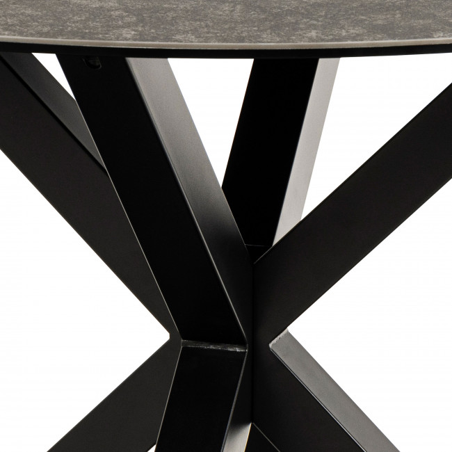 Eurame - Table à manger ronde 4 places en céramique et métal ø119cm