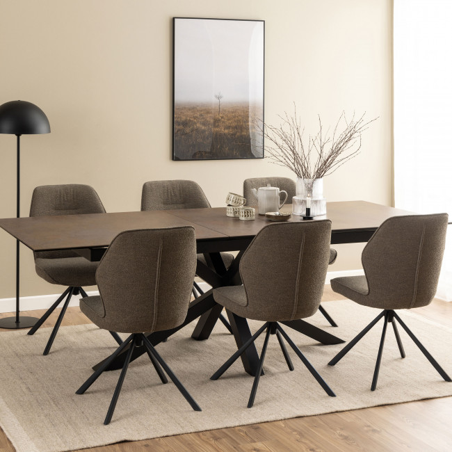 Eurame - Table à manger extensible 6 à 12 places en céramique et métal 200-240x100cm