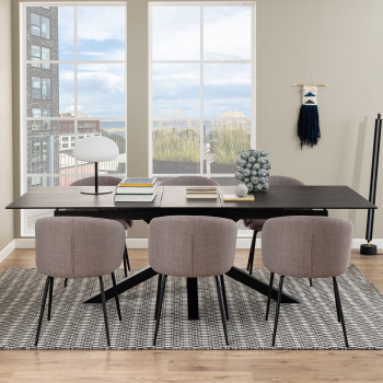 Eurame - Table à manger extensible 6 à 12 places en céramique et métal 200-240x100cm