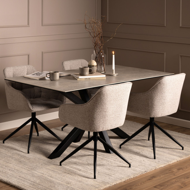 Eurema - Table à manger 6 places en céramique et métal