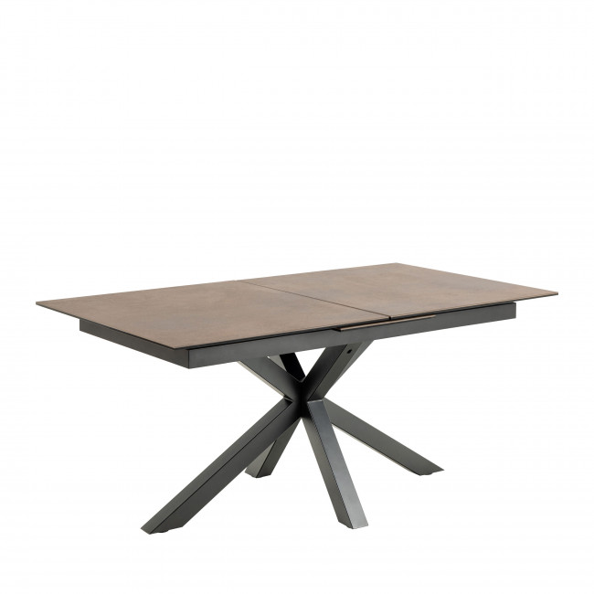 Eurame - Table à manger extensible 6 à 8 places en céramique et métal 168-210x90cm