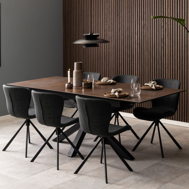 Eurame - Table à manger extensible 6 à 8 places en céramique et métal 168-210x90cm