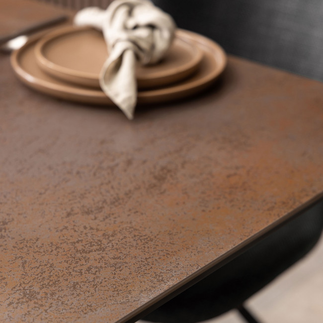 Eurame - Table à manger extensible 6 à 8 places en céramique et métal 168-210x90cm