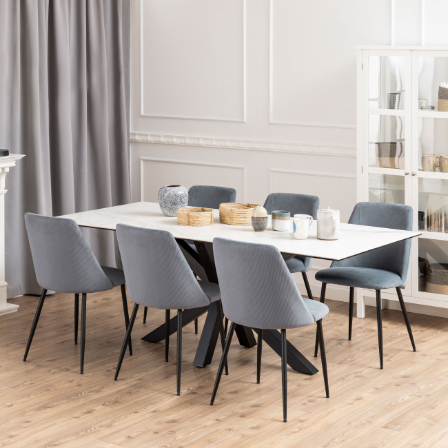 Eurame - Table à manger 8 places en céramique et métal 