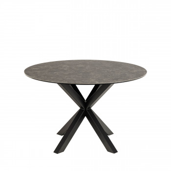 Eurame - Table à manger ronde 4 places en céramique et métal ø119cm