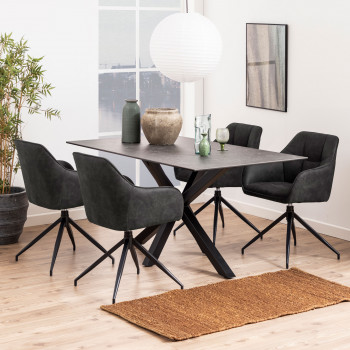 Eurema - Table à manger 6 places en céramique et métal