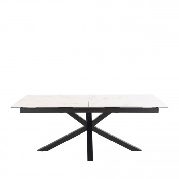 Eurame - Table à manger extensible 6 à 12 places en céramique et métal 200-240x100cm