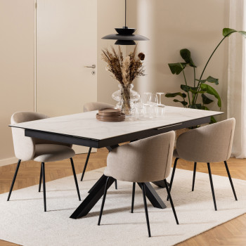 Eurame - Table à manger extensible 6 à 12 places en céramique et métal 200-240x100cm