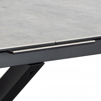 Eurame - Table à manger extensible 6 à 8 places en céramique et métal 168-210x90cm