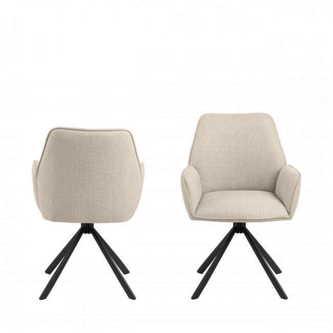 Barbacou - Lot de 2 fauteuils de table en tissu et métal