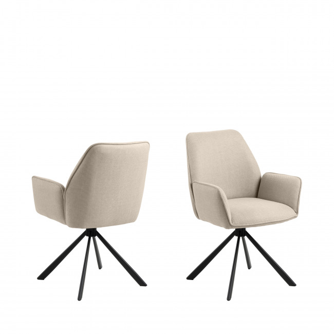 Barbacou - Lot de 2 fauteuils de table en tissu et métal