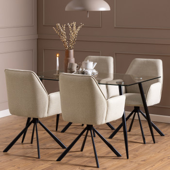Barbacou - Lot de 2 fauteuils de table en tissu et métal