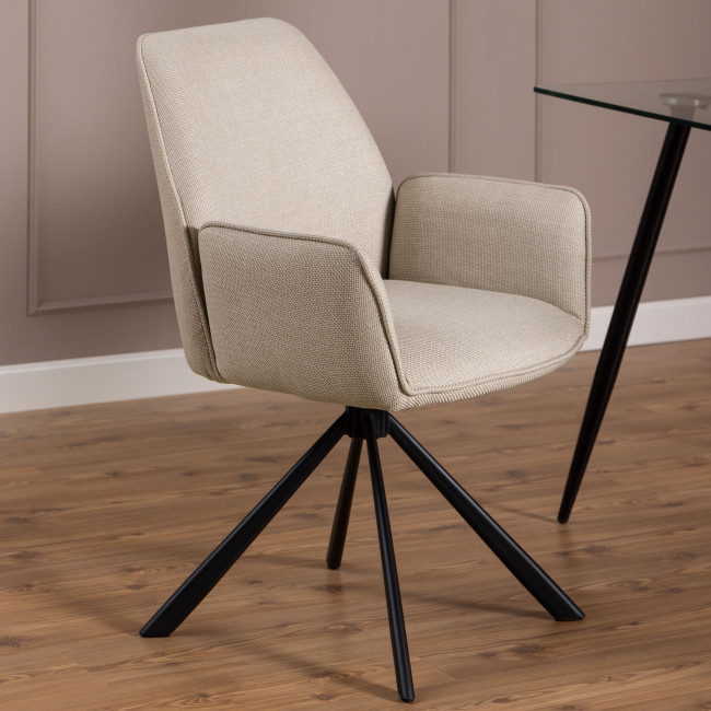 Barbacou - Lot de 2 fauteuils de table en tissu et métal