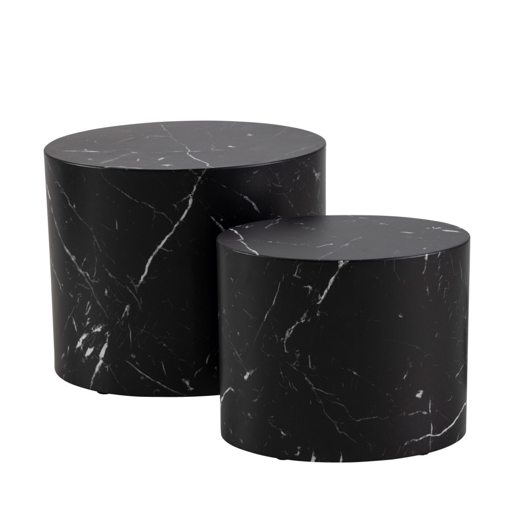 equicola - table d'appoint ovale en effet marbre - couleur - noir