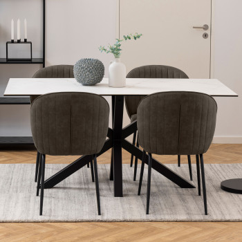 Eurema - Table à manger 6 places en céramique et métal