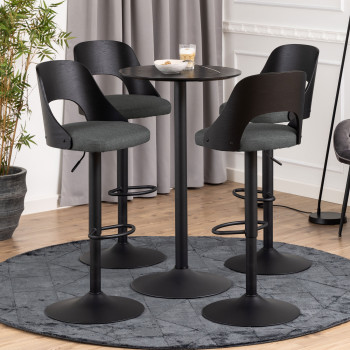 Coryna - Lot de 2 tabourets de bar en tissu et métal H62-84cm