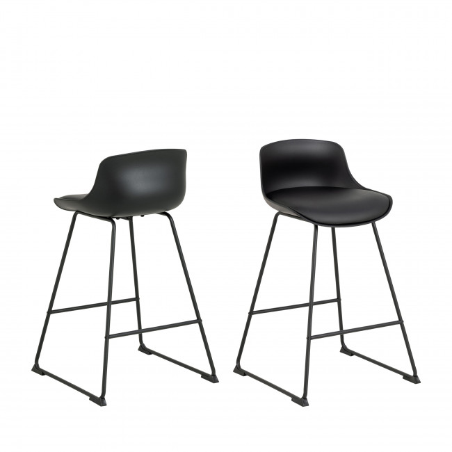 Uranie - Lot de 2 tabourets de bar en simili et métal H66 cm