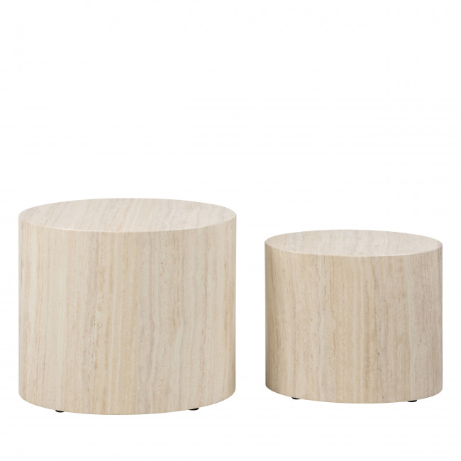 Equicola - Table d'appoint ovale en effet travertin