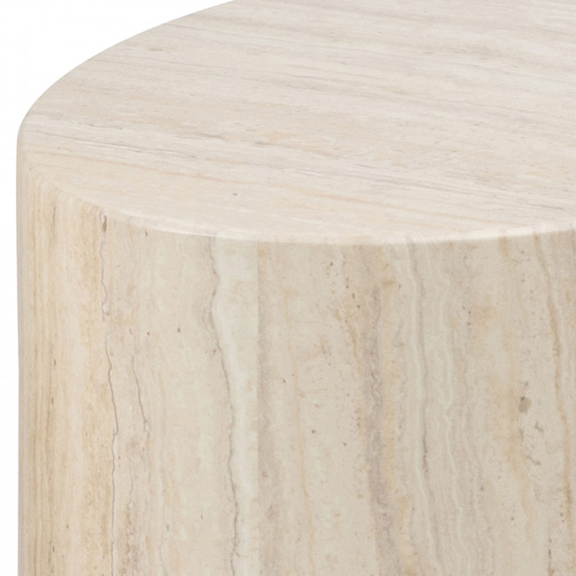 Equicola - Table d'appoint ovale en effet travertin