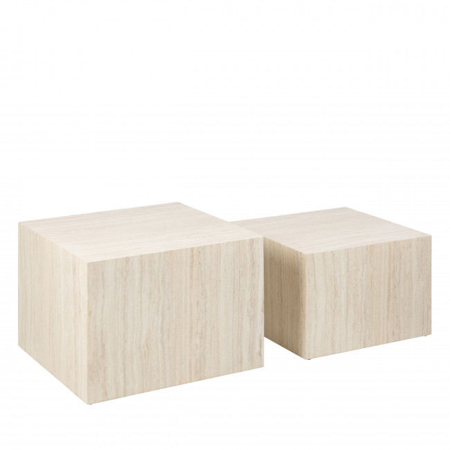 Papilio - Lot de 2 tables basses carrées effet travertin