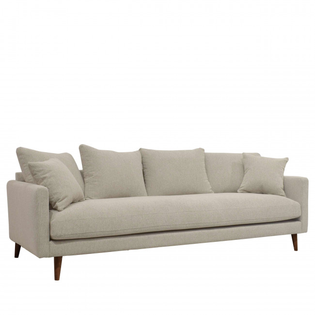 Villabon - Canapé convertible 4 places en tissu pieds bois foncé