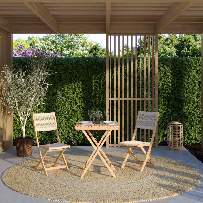 Greta - Ensemble de jardin 2 places en bois d'acacia et corde