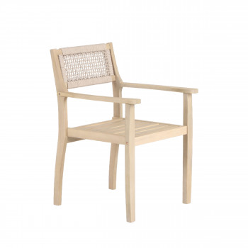 Junia - Lot de 2 fauteuils de table de jardin en bois d'acacia et corde