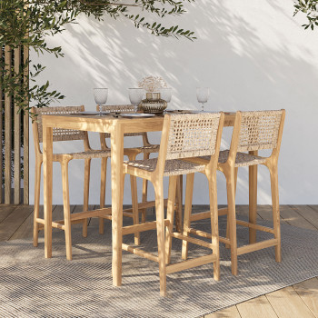 Lexia - Table de bar de jardin en bois d'acacia H105cm