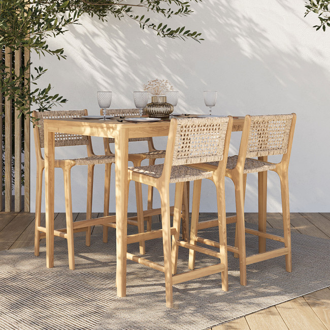 Lexia - Table de bar de jardin en bois d'acacia H105cm