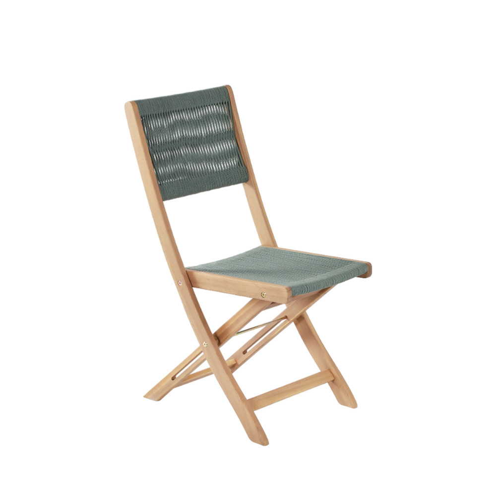 greta - lot de 2 chaises de jardin en bois d'acacia et corde - couleur - vert