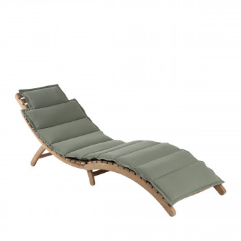 Kaisa - Chaise longue avec matelas en bois d'acacia