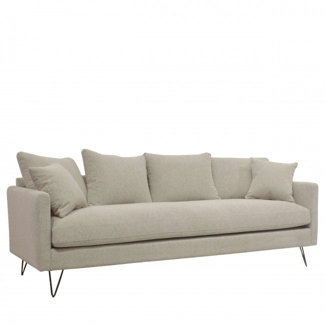 Villabon - Canapé convertible 4 places en tissu pieds épingles noirs