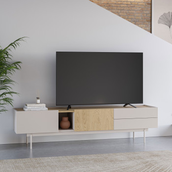 Otto - Meuble TV 2 portes, 2 tiroirs en bois L180 cm