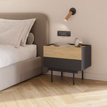 Otto - Table de chevet 2 tiroirs en bois