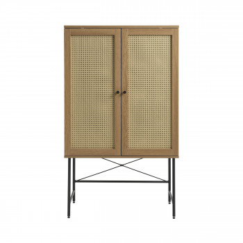Rinto - Buffet haut 2 portes bois et métal H135cm