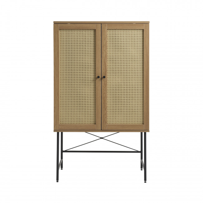 Rinto - Buffet haut 2 portes bois et métal H135cm