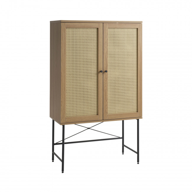 Rinto - Buffet haut 2 portes bois et métal H135cm