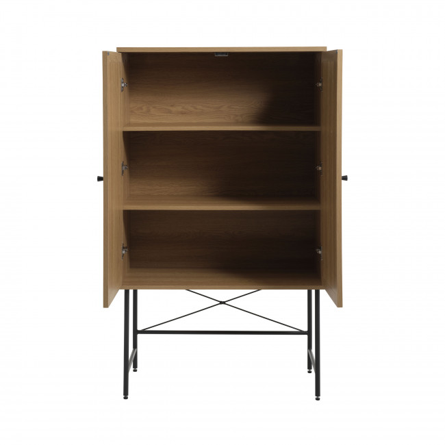 Rinto - Buffet haut 2 portes bois et métal H135cm