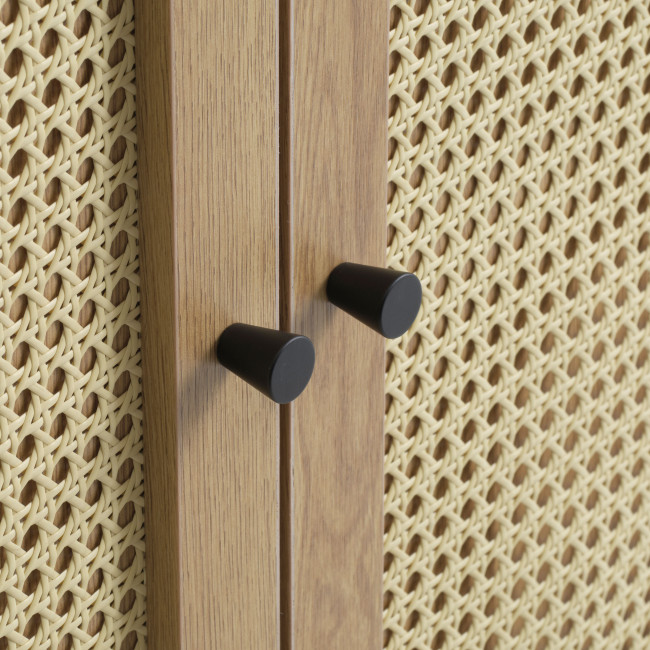 Rinto - Buffet haut 2 portes bois et métal H135cm