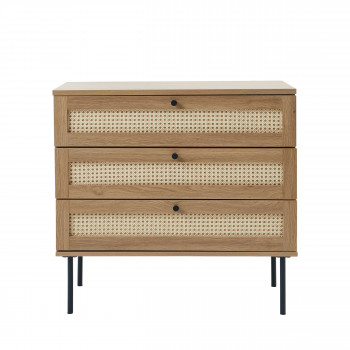 Rinto - Commode 3 tiroirs en bois et métal L80cm