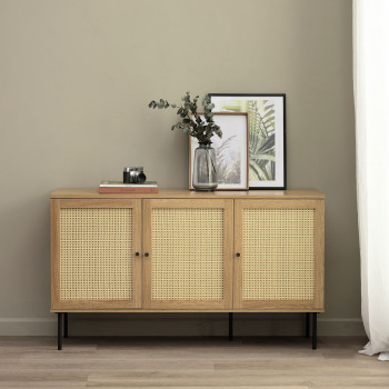 Rinto - Buffet 3 portes en bois et métal L140cm
