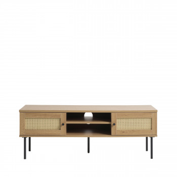Rinto - Meuble TV 2 portes 2 niches en bois et métal L120cm