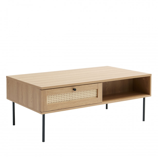 Rinto - Table basse 1 tiroir en bois et métal