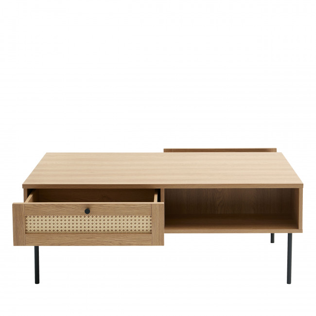 Rinto - Table basse 1 tiroir en bois et métal