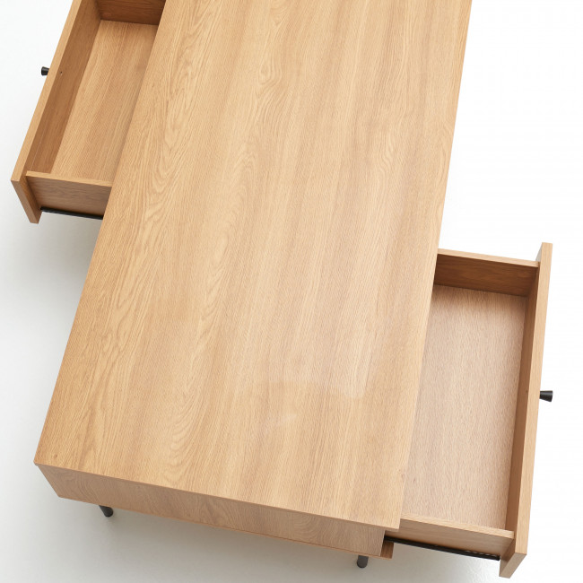 Rinto - Table basse 1 tiroir en bois et métal